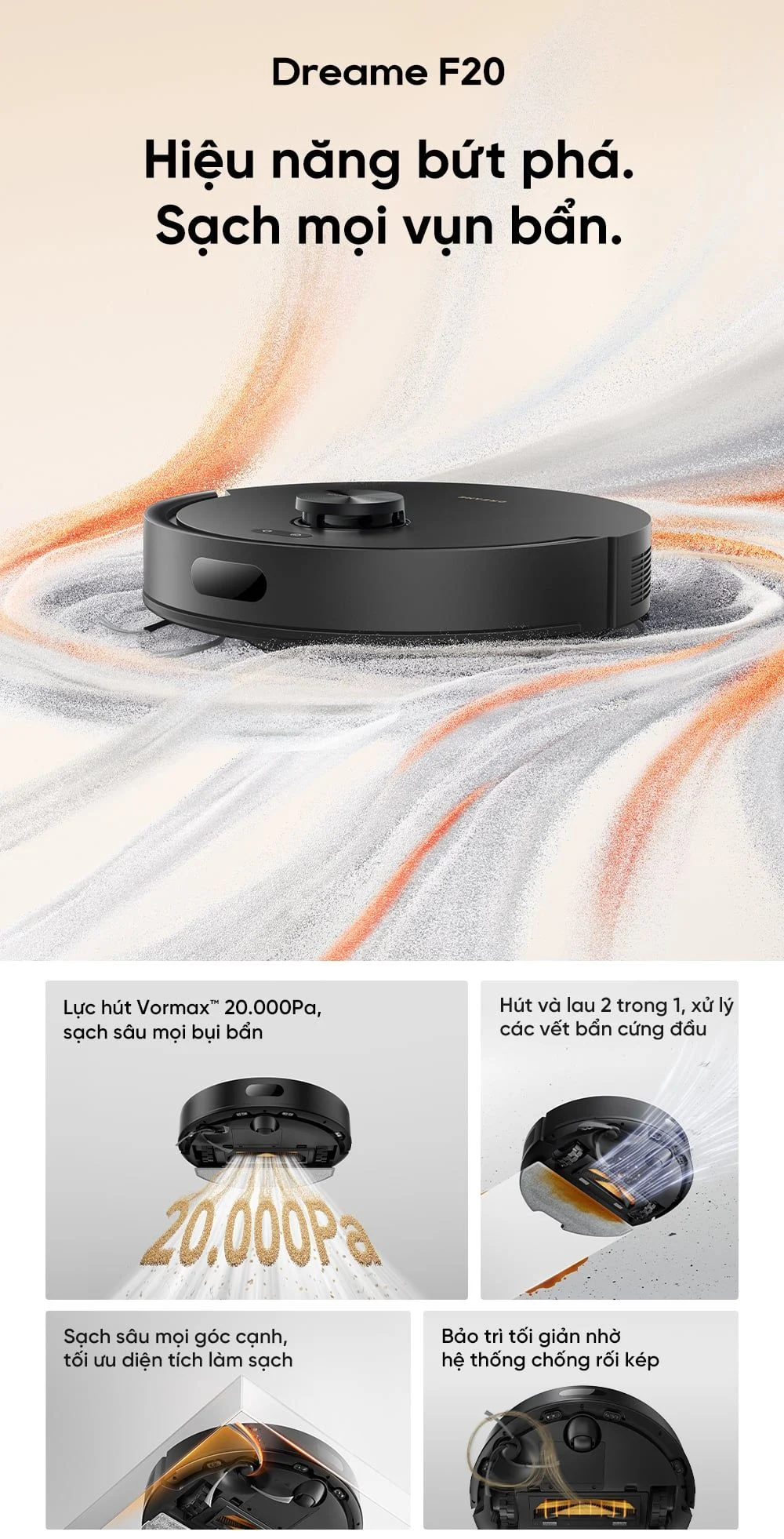 Robot hút bụi lau sàn Dreame F20